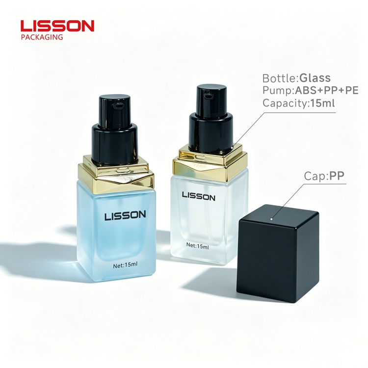Luxury 15ml Square Airless Pump Glass Cosmetic Bottle Luxury 15ml Square Airless Pump Glass Cosmetic Bottle